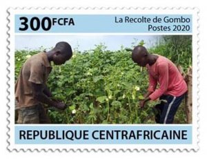 Central Africa - 2020 Harvesting Okra Stamp - CALC200202a