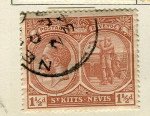 ST.KITTS; 1921 early GV pictorial issue fine used hinged 1.5d. value