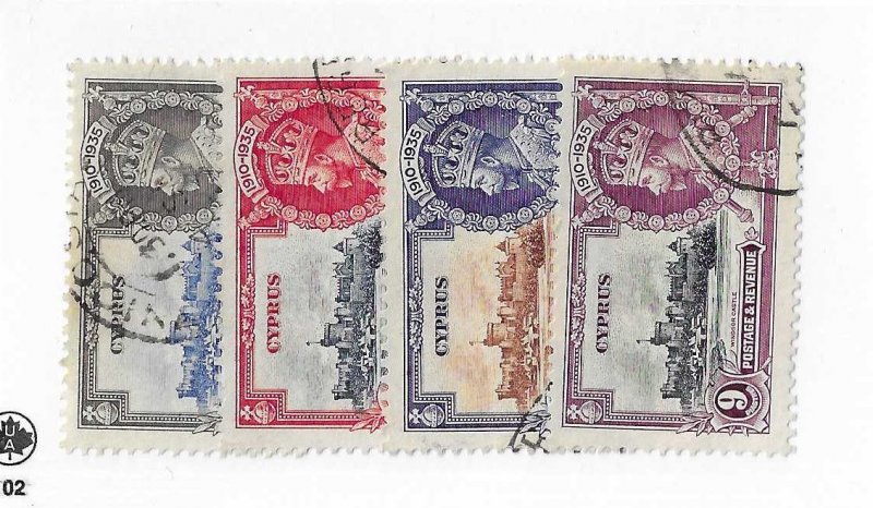 Cyprus Sc #136-139  Silver Jubilee set of 4 used VF