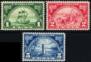 614-16, Mint NH 1-5¢ Set of Three - VERY FRESH CV $36.50