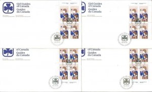 1985 Canada Girl Guides Official FDC #85FD-2 4 corner blocks