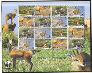 Swaziland #698-701a  World Wildlife Fund Sheet 0f 16  (MNH) CV$17.50