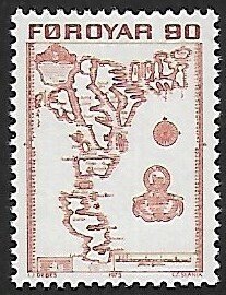 Faroe Islands # 13 - Map of Islands - MNH -