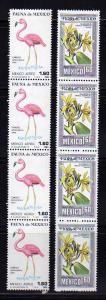 Mexico C632-C633 Strips of 4 Set MNH Flamingo Vanilla (C)