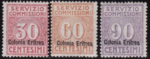 1916 ERITREA, Commissions Service, n . 1/3, 3 values, MNH **