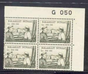 Greenland Sc 135 1980 4kr Mikkelsen Plate Bl of 4 mint NH