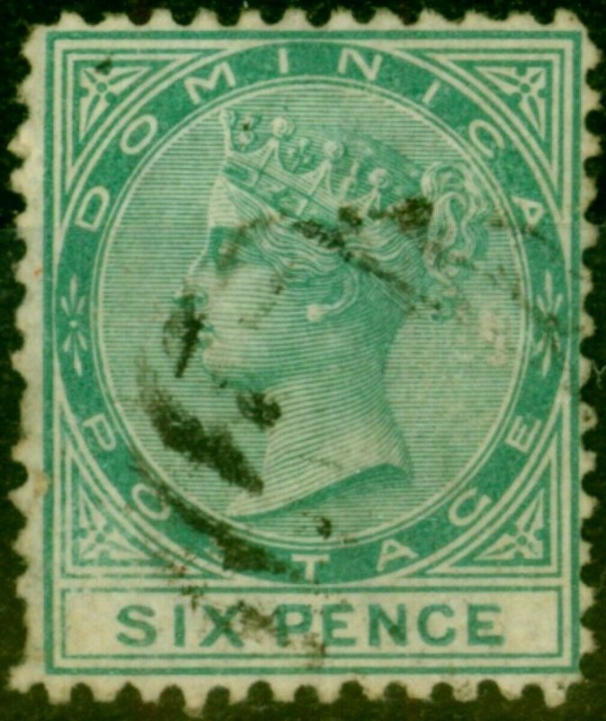 Dominica 1874 6d Green SG2 Fine Used