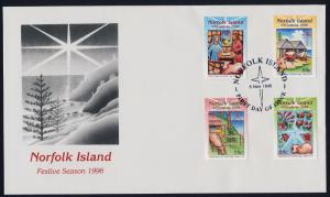 Norfolk Island 610-3 on FDC - Christmas, Animals, Boats