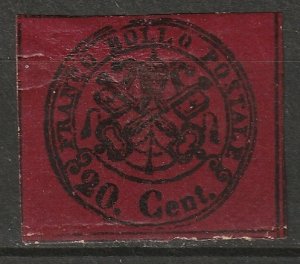 Italy Roman States 1867 Sc 16 Papal States reprint MH* some disturbed gum