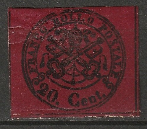 Italy Roman States 1867 Sc 16 Papal States reprint MH* some disturbed gum