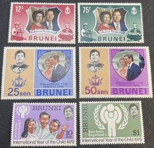 BRUNEI # 186-187,190-191 & 238-239-MINT NEVER/HINGED---3 COMPLETE SETS---1972-79