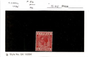 Cyprus, Postage Stamp, #96 Mint Hinged, 1925 King George (AB)