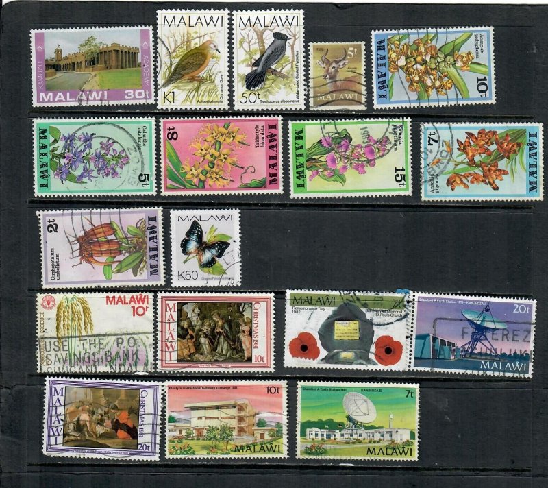 MALAWI MIX X 18 ALL DIFFERENT USED LOT B 