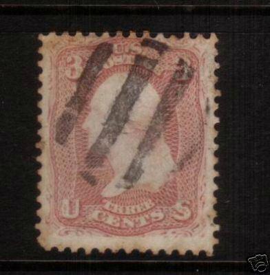 USA 1861 3c WASHINGTON FU SC#65 NO GRILL