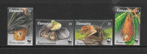 VANUATU #673-76  FLYING FOX  WWF    MNH