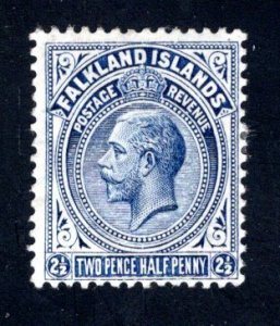 Falkland Islands SC #33  F/VF, Unused, OG, King George V,  CV $27.50 ....1930239