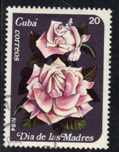 Cuba   #2701  cancelled 1984  mother`s day pink roses