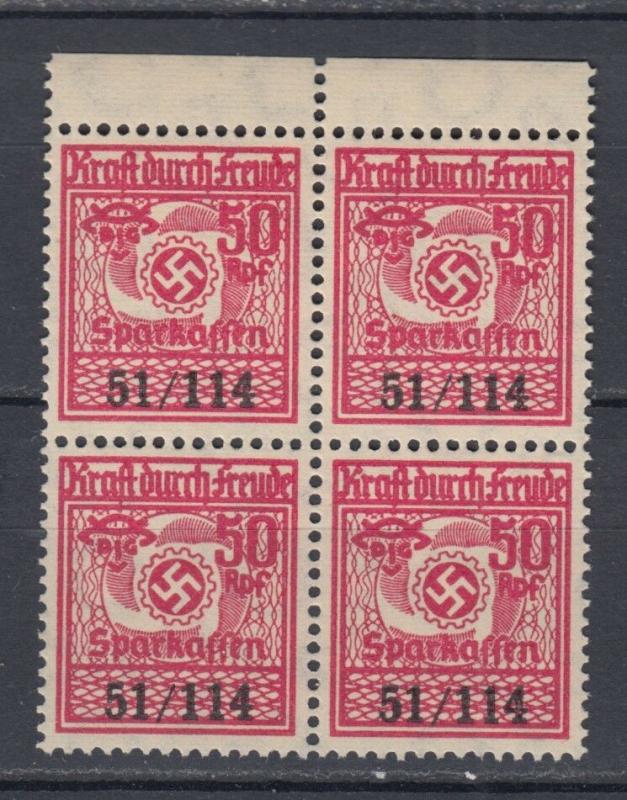 WWII  Third Reich Kraft durch Freude Saving stamp Block MNH Luxe