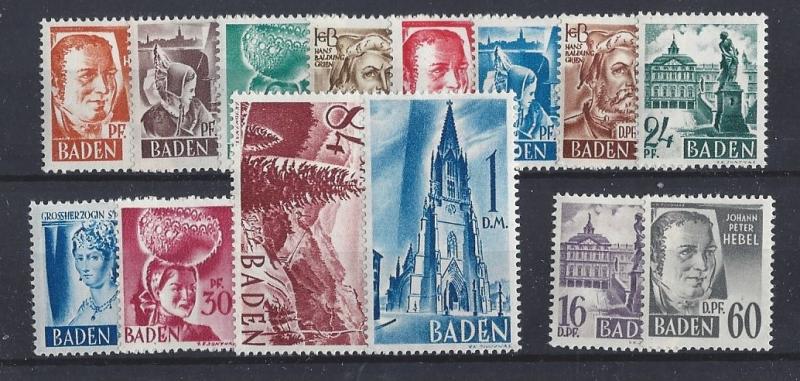 Germany (Baden), 5N14-5N27, Occupation Stamps Singles, **MNH/H**, (LL2019)