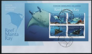 Cocos Islands 2021 FDC Reef Manta Rays Sheet