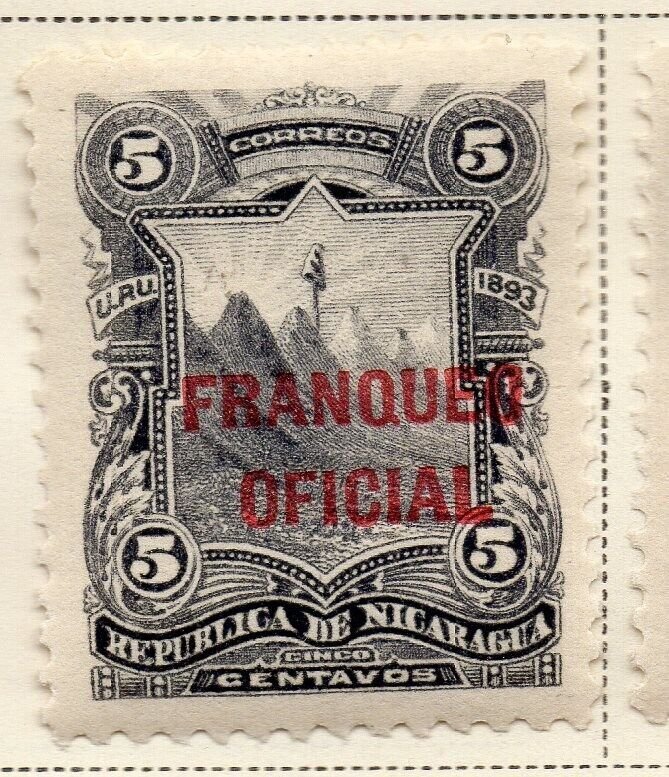 Nicaragua 1893 Early Issue Fine Mint Hinged 5c. Official Optd 323718