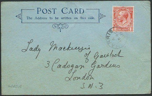 GB SCOTLAND ISLE OF HARRIS 1918 postcard HARRIS cds........................40618