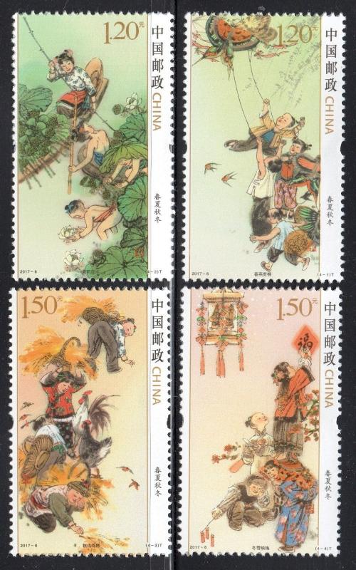 PR CHINA THE FOUR SEASONS: SPRING, SUMMER, AUTUMN & WINTER (2017-6) MNH