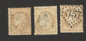 FRANCE - 3 USED STAMPS, 15 c -1871.