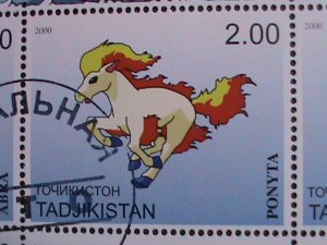 ​TAJIKISTAN -2000 LOVELY FAMOUS POKEMON FANCY POSTAL CANCEL CTO SHEET VF