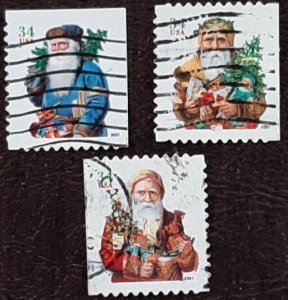 US Scott # 3541,3542,3544; 3 used 34c Christmas issue from 2001; VF centering