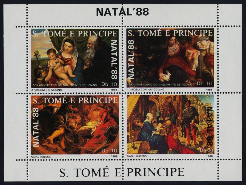 St Thomas & Principe 850-1 MNH Christmas, Art, Paintings, Madonna & Child