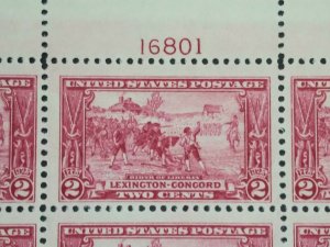 RIV:US MNH 618 Plate Block FRESH 1925 Birth of Liberty Lexington-Concord mint 2K