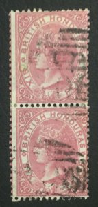 MOMEN: HONDURAS SG #3 PAIR 1865 NO WMK USED LOT #61258