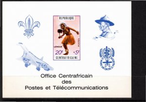 Central African Republic postal card depicts Sc B8 blue