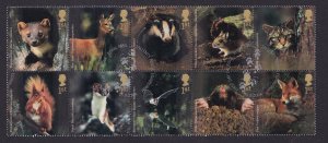 Great Britain  #2228-2237a used  2004  mammals  block of 10