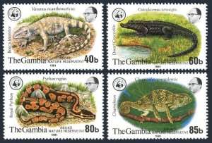 Gambia  432-435, MNH. Michel 430-433. WWF 1981. Abuco Nature Reserve. Reptiles.