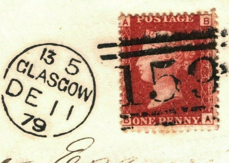 GB SG.43/44 1d Red *Plate 224* Superb Cover Glasgow Duplex 1879 BALFRON CDS PB5