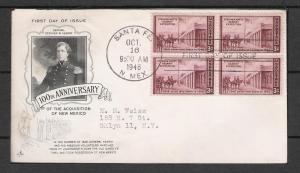 US #944 Kearny Expedition Block Art Craft FDC