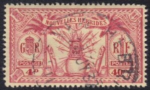 NEW HEBRIDES (French) 1925 4d SG F47 fine used cat £16.....................B3443