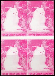 Equatorial Guinea 1978 Mi.Bl.309 DOMESTIC CATS 6 UNCUT BLOCKS OF 4 IMPERF.