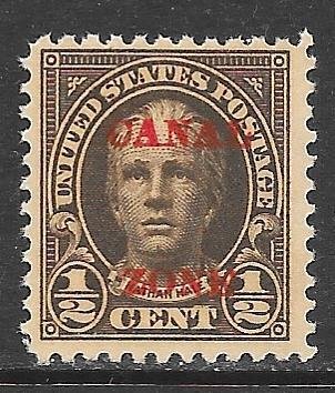 Canal Zone 70: 0.5c Nathan Hale, overprint, single, MNH, VF