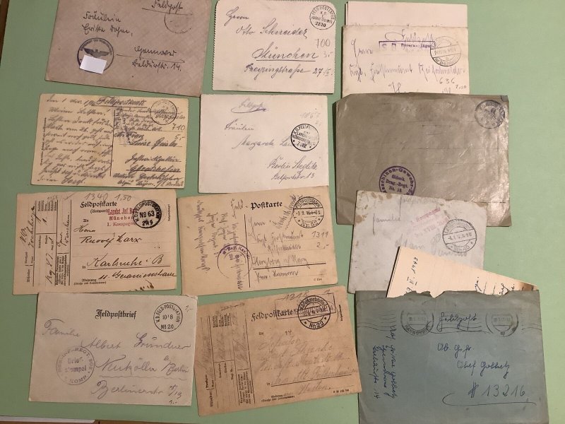 Germany WW1 & 2  military postal service 12 items  Ref A1010