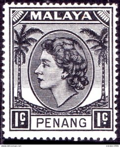 MALAYA PENANG 1955 1c Black SG28 MH