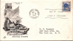 Canada 1954 FDC - 5c Stamp - Canadian Postage Stamps - Ottawa, Ont - F78810