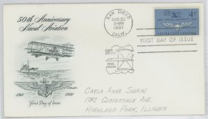 US 1185 1961 Naval Aviation, pencil address, corner crease