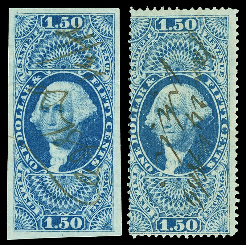 Scott R78a, R78c 1862 $1.50 First Issue Revenues VF Cat $40.50