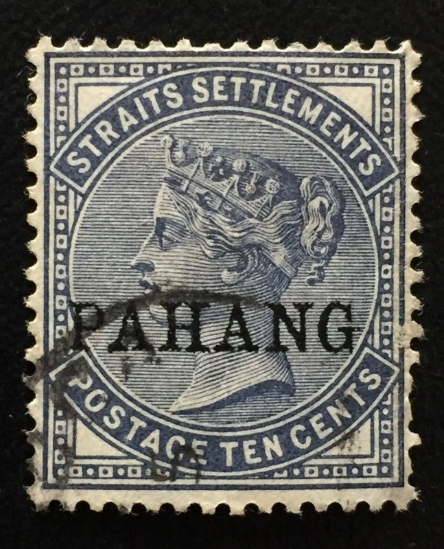 MALAYA 1889 PAHANG opt Straits Settlements QV 10c USED SG#3 M4452