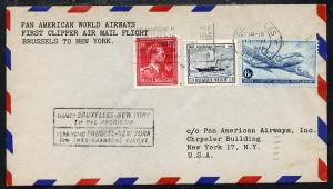 Belgium 1946 Pan American Airways First Clipper Air Mail ...