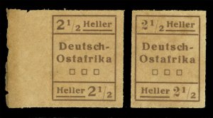 German Colonies - EAST AFRICA 1916 WWI WUGA Provisional  2½h brn Mi III/I+III/II