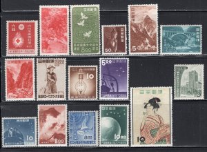 Japan 1934-1955 Group of 16 Better Mint H Stamps